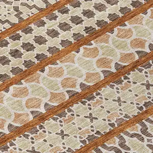 Photo of Chocolate And Taupe Quatrefoil Washable Indoor Outdoor Area Rug