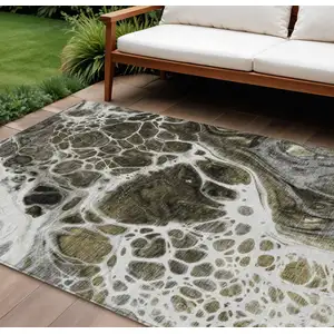 Photo of Chocolate Beige And Taupe Nautical Washable Indoor Outdoor Area Rug