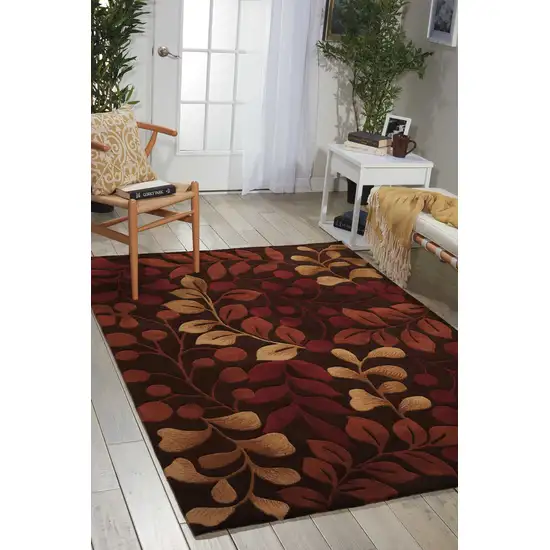 Chocolate Botanical Leaves Area Rug Photo 7