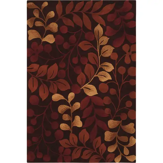 Chocolate Botanical Leaves Area Rug Photo 5