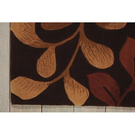 Chocolate Botanical Leaves Area Rug Photo 8