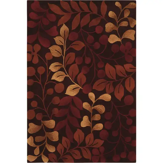 Chocolate Botanical Leaves Area Rug Photo 2