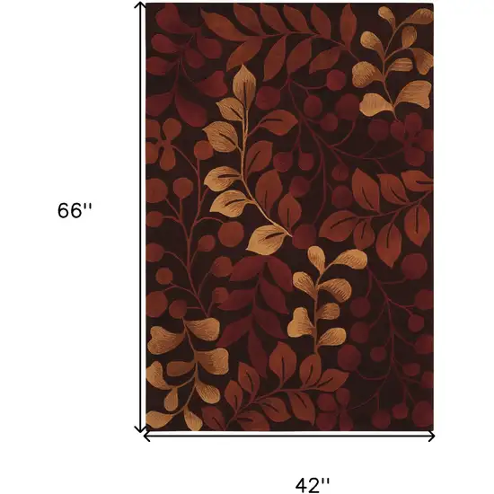 Chocolate Botanical Leaves Area Rug Photo 3