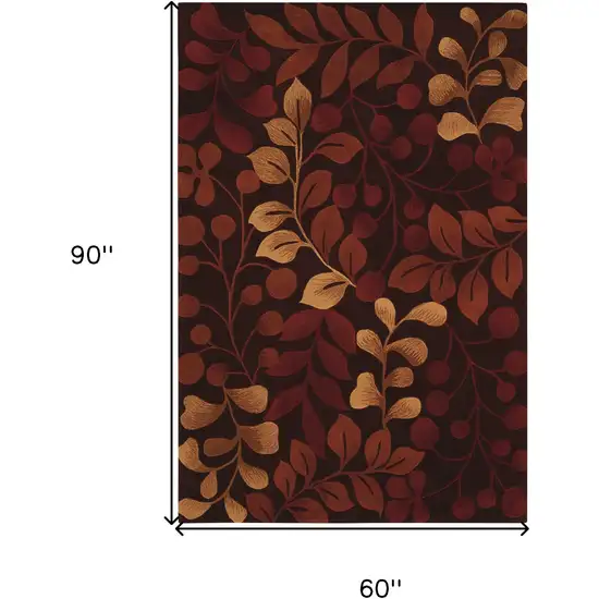 Chocolate Botanical Leaves Area Rug Photo 3