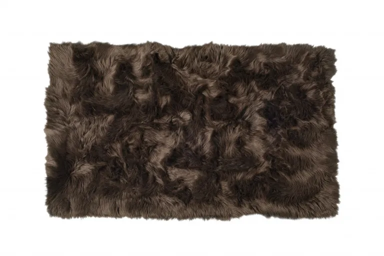 Chocolate Faux Fur Non Skid Area Rug Photo 3