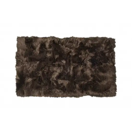 Chocolate Faux Fur Non Skid Area Rug Photo 3