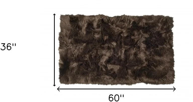 Chocolate Faux Fur Non Skid Area Rug Photo 4