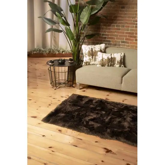 Chocolate Faux Fur Non Skid Area Rug Photo 1