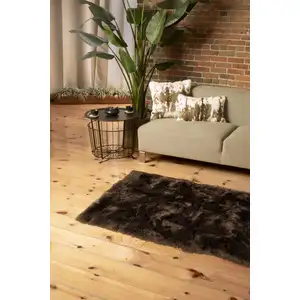 Photo of Chocolate Faux Fur Non Skid Area Rug