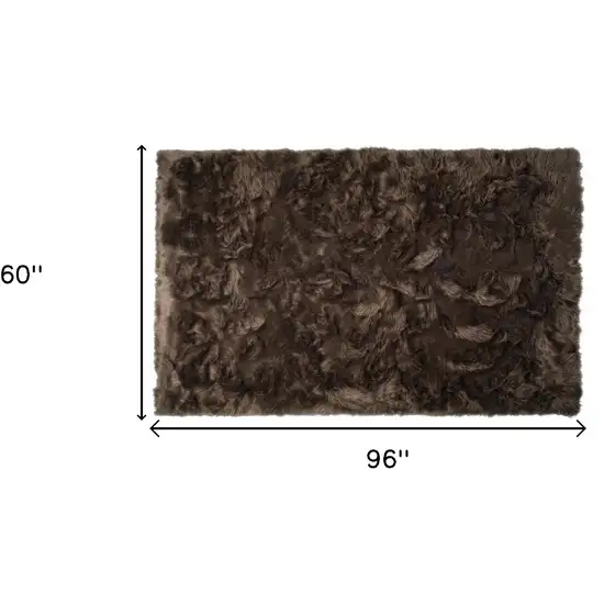 Chocolate Faux Fur Non Skid Area Rug Photo 4