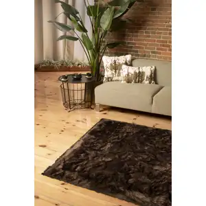 Photo of Chocolate Faux Fur Non Skid Area Rug