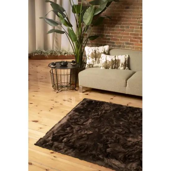 Chocolate Faux Fur Non Skid Area Rug Photo 1