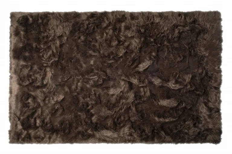 Chocolate Faux Fur Non Skid Area Rug Photo 3