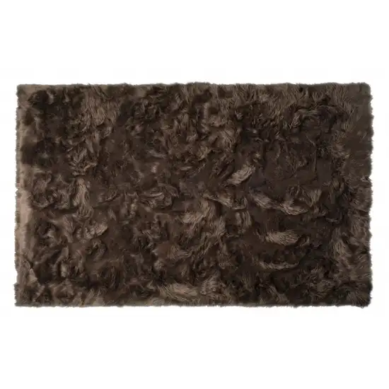 Chocolate Faux Fur Non Skid Area Rug Photo 3