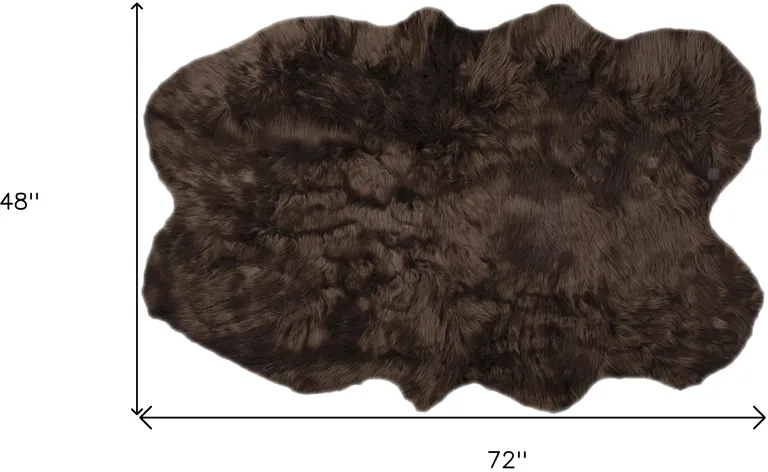 Chocolate Faux Fur Tufted Washable Non Skid Area Rug Photo 4