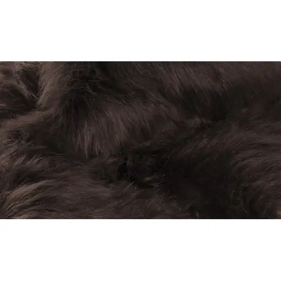 Chocolate Faux Fur Tufted Washable Non Skid Area Rug Photo 6