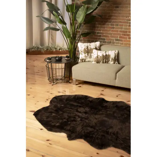 Chocolate Faux Fur Tufted Washable Non Skid Area Rug Photo 3