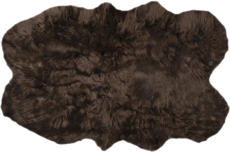 Chocolate Faux Fur Tufted Washable Non Skid Area Rug Photo 1