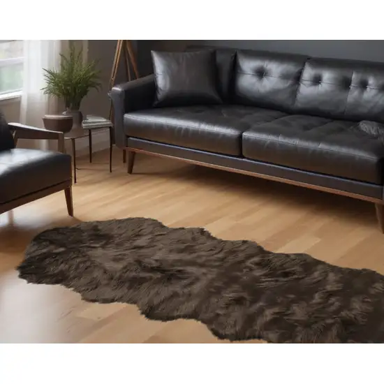 Chocolate Faux Fur Washable Non Skid Area Rug Photo 1