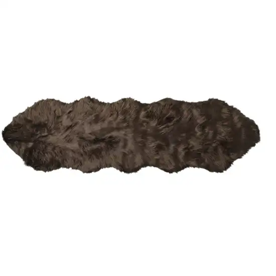 Chocolate Faux Fur Washable Non Skid Area Rug Photo 1