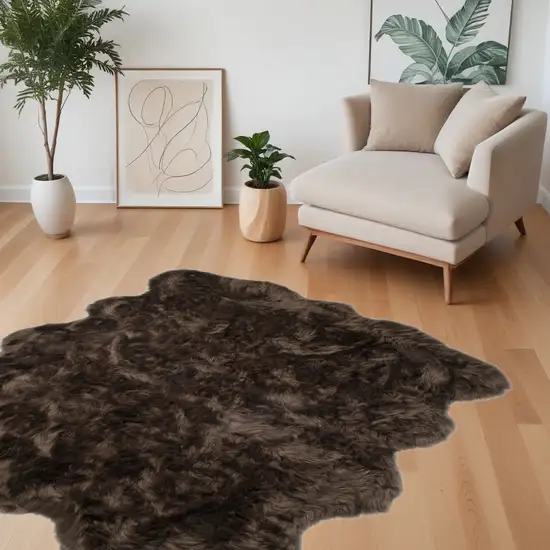 Chocolate Faux Fur Washable Non Skid Area Rug Photo 1