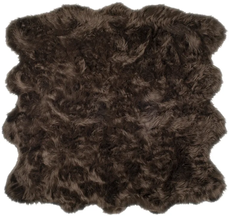 Chocolate Faux Fur Washable Non Skid Area Rug Photo 1