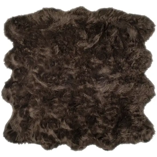 Chocolate Faux Fur Washable Non Skid Area Rug Photo 1