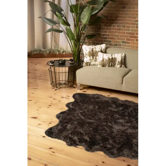 Chocolate Faux Fur Washable Non Skid Area Rug Photo 3