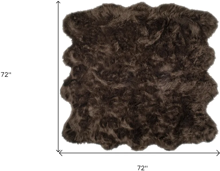 Chocolate Faux Fur Washable Non Skid Area Rug Photo 4