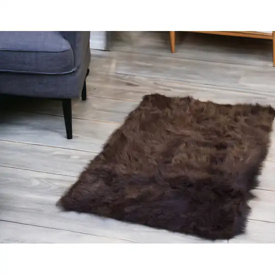 Chocolate Faux Fur Animal Print Area Rug Photo 1