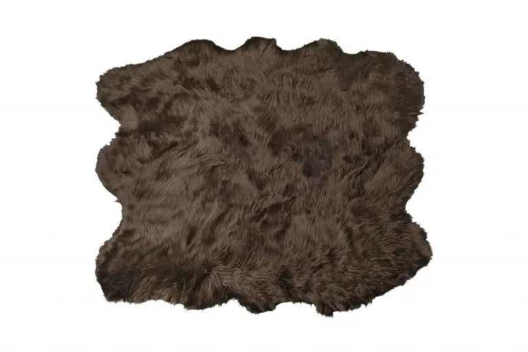 Chocolate Faux Sheepskin Non Skid Area Rug Photo 3