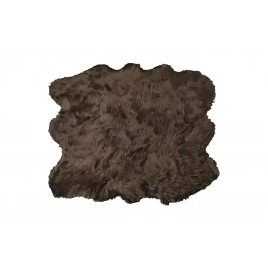 Chocolate Faux Sheepskin Non Skid Area Rug Photo 3