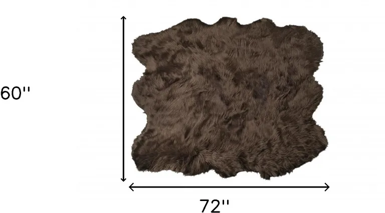 Chocolate Faux Sheepskin Non Skid Area Rug Photo 4