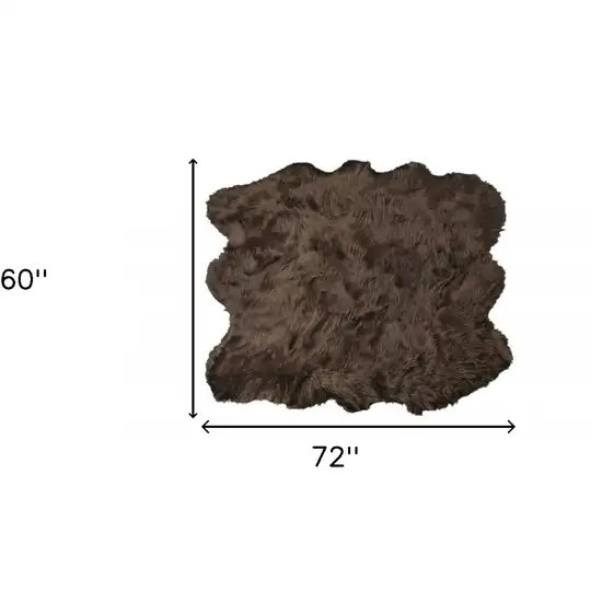 Chocolate Faux Sheepskin Non Skid Area Rug Photo 4