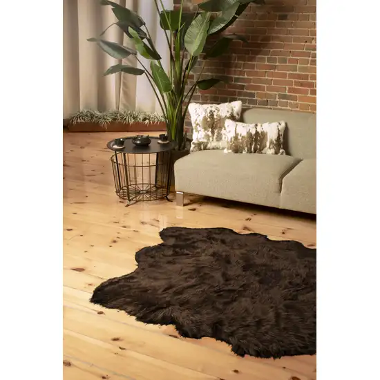 Chocolate Faux Sheepskin Non Skid Area Rug Photo 1