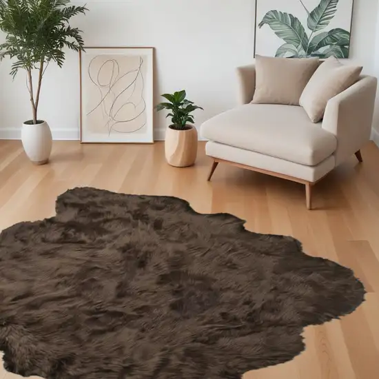 Chocolate Faux Sheepskin Non Skid Area Rug Photo 1