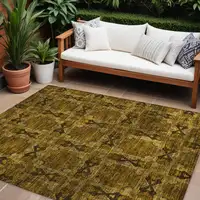 Photo of Chocolate Floral Medallion Washable Non Skid Indoor Outdoor Area Rug