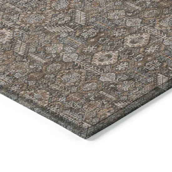 Chocolate Floral Washable Non Skid Indoor Outdoor Area Rug Photo 4