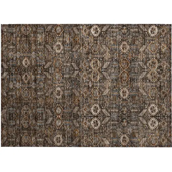 Chocolate Tribal Washable Indoor Outdoor Area Rug Photo 2