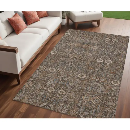 Chocolate Tribal Washable Indoor Outdoor Area Rug Photo 2