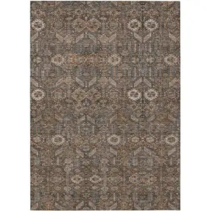 Photo of Chocolate Floral Washable Non Skid Indoor Outdoor Area Rug