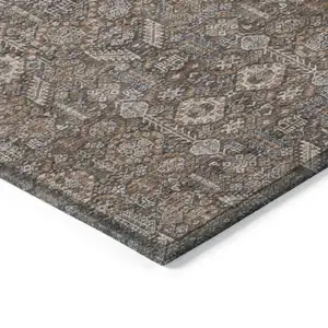 Photo of Chocolate Floral Washable Non Skid Indoor Outdoor Area Rug