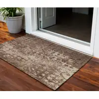 Photo of Chocolate Ikat Washable Non Skid Indoor Outdoor Area Rug