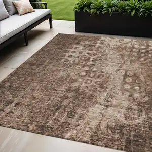 Photo of Chocolate Ikat Washable Non Skid Indoor Outdoor Area Rug