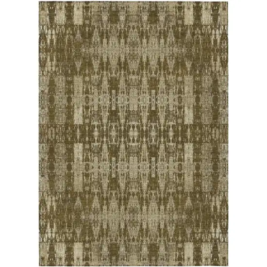 Chocolate Taupe And Beige Moroccan Washable Indoor Outdoor Area Rug Photo 2