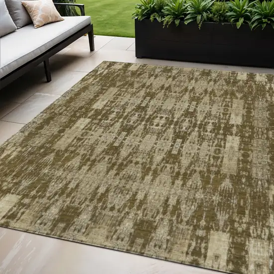 Chocolate Moroccan Washable Non Skid Indoor Outdoor Area Rug Photo 1