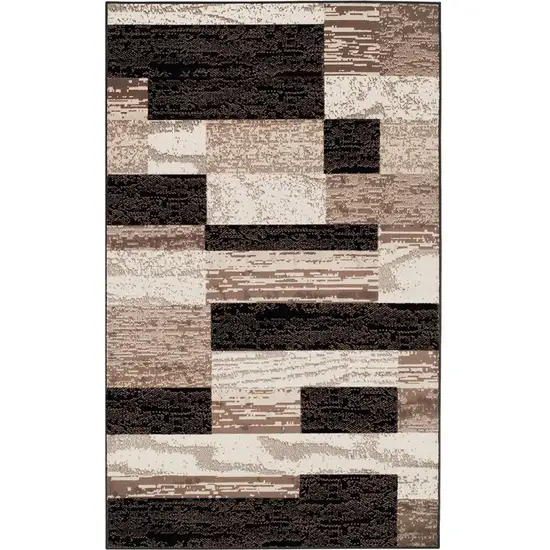 Chocolate Patchwork Power Loom Stain Resistant Area Rug Photo 1