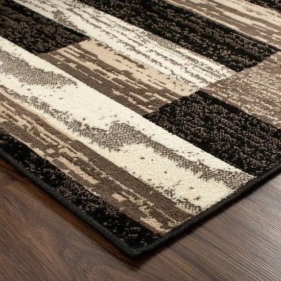 Chocolate Patchwork Power Loom Stain Resistant Area Rug Photo 4