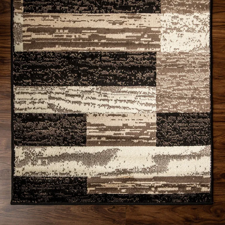 Chocolate Patchwork Power Loom Stain Resistant Area Rug Photo 5