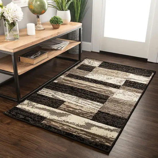 Chocolate Patchwork Power Loom Stain Resistant Area Rug Photo 7